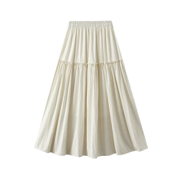 Sweet Patchwork A-Line Skirt – Elastic Waist, Spring/Summer.