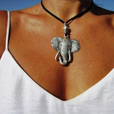 Long necklace elephant necklace boho necklace women's