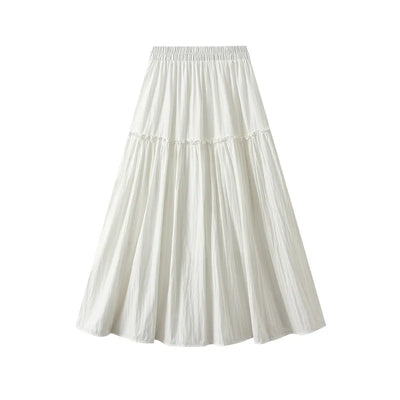 Sweet Patchwork A-Line Skirt – Elastic Waist, Spring/Summer.