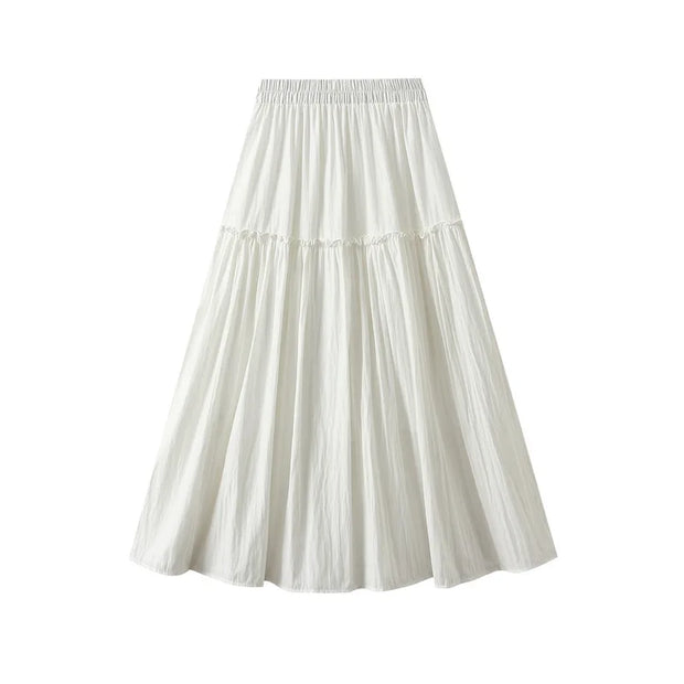 Sweet Patchwork A-Line Skirt – Elastic Waist, Spring/Summer.