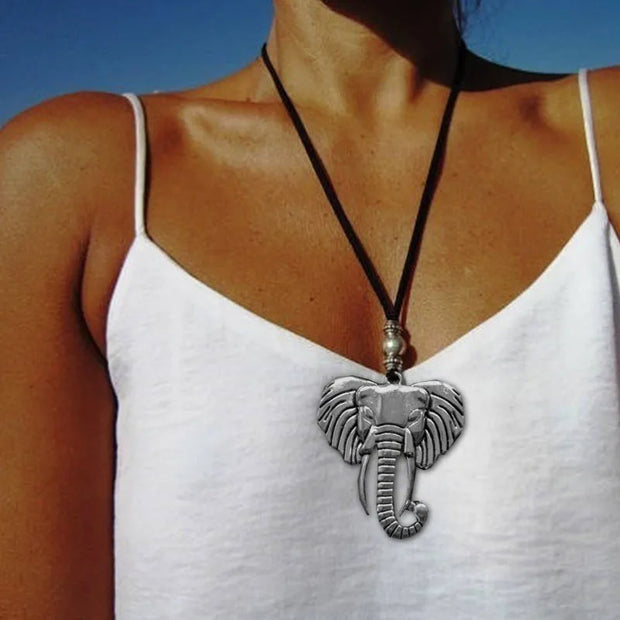 Long necklace elephant necklace boho necklace women's