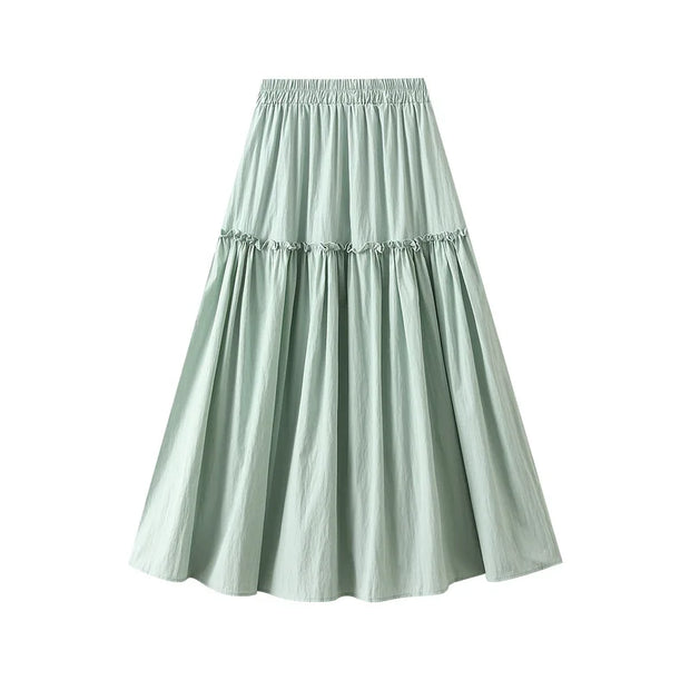 Sweet Patchwork A-Line Skirt – Elastic Waist, Spring/Summer.