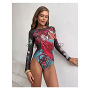 2025 Fashion Sexy Swimsuit 3d Digital Printing Women's Swimsuit Bikini Suit Long Sleeve Sun Protection Surfing Swimsuit Bathing