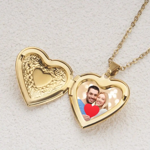 Openable Photo Picture Locket Necklace Valentine's Day DIY Necklace Floral Heart Necklace Friendship Necklace