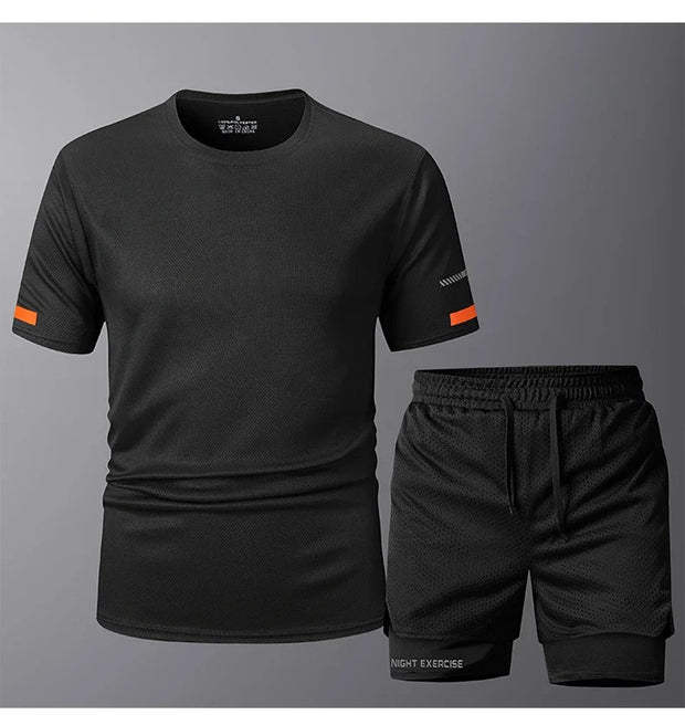 Men's Sportwear 2 PCS Sets Men Sports Quick Drying Running Sets Tracksuit Sport Suits Joggers Training Gym Fitness Workout Suits