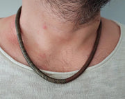 Mens Pearl Necklace with Hematite  Men Gemstones Necklace  Stone Necklace Onyx Mens Necklace