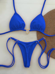 Solid White Bikini Set – Fashionable Lace-Up Design.