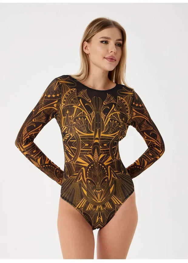 2025 Fashion Sexy Swimsuit 3d Digital Printing Women's Swimsuit Bikini Suit Long Sleeve Sun Protection Surfing Swimsuit Bathing