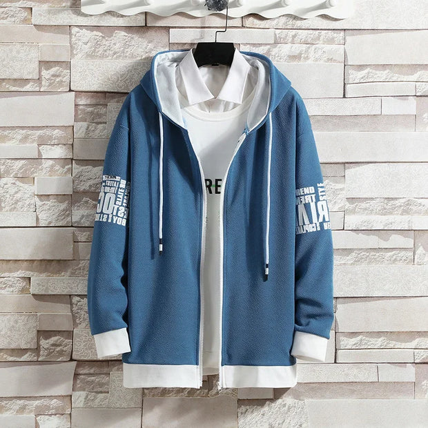 Casual Men's Sport Suit Loose Fit Hooded Cardigan Sweatshirt Pants Set Spring Autumn Season Stylish Outfit