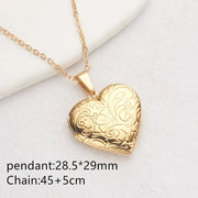 Openable Photo Picture Locket Necklace Valentine's Day DIY Necklace Floral Heart Necklace Friendship Necklace