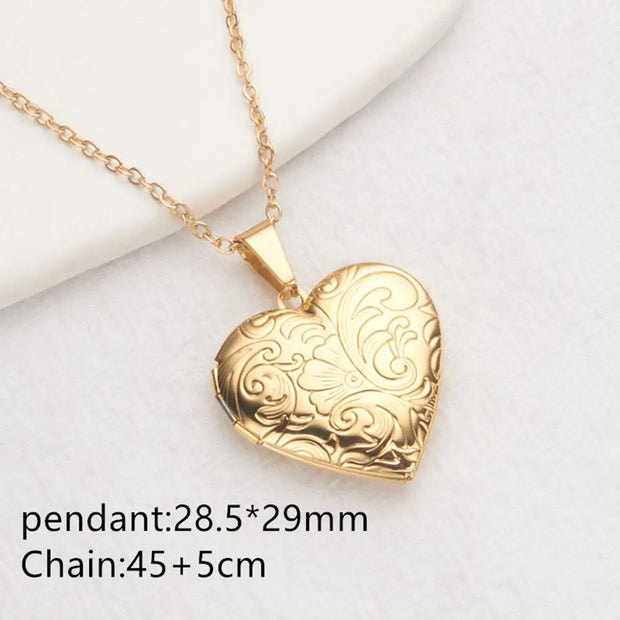 Openable Photo Picture Locket Necklace Valentine's Day DIY Necklace Floral Heart Necklace Friendship Necklace