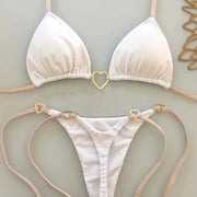Solid White Bikini Set – Fashionable Lace-Up Design.