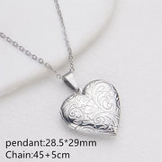 Openable Photo Picture Locket Necklace Valentine's Day DIY Necklace Floral Heart Necklace Friendship Necklace