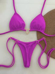 Solid White Bikini Set – Fashionable Lace-Up Design.