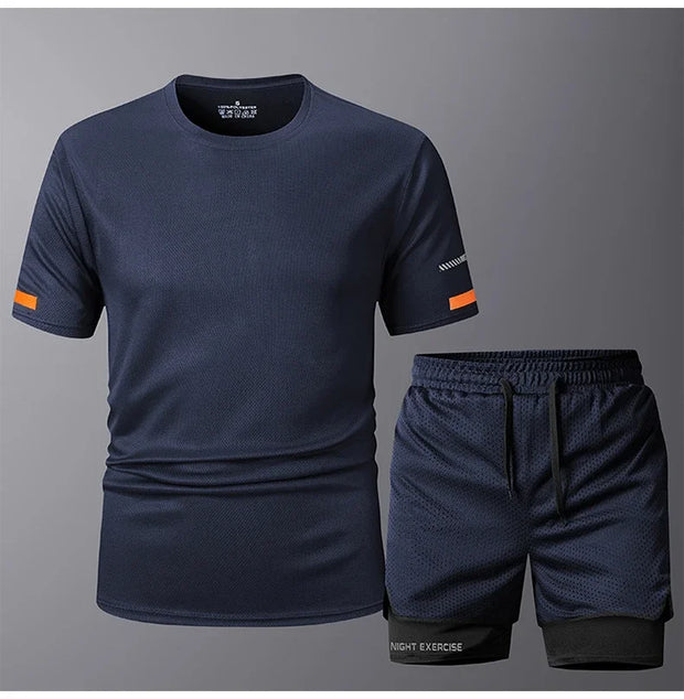 Men's Sportwear 2 PCS Sets Men Sports Quick Drying Running Sets Tracksuit Sport Suits Joggers Training Gym Fitness Workout Suits