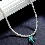 Bohemian beach style turquoise starfish pendant bead on neck, women's necklace necklace necklace necklace