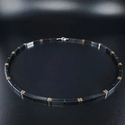 Mens Pearl Necklace with Hematite  Men Gemstones Necklace  Stone Necklace Onyx Mens Necklace