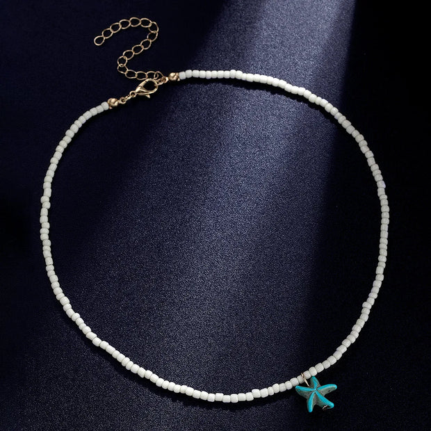 Bohemian beach style turquoise starfish pendant bead on neck, women's necklace necklace necklace necklace