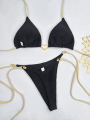 Solid White Bikini Set – Fashionable Lace-Up Design.