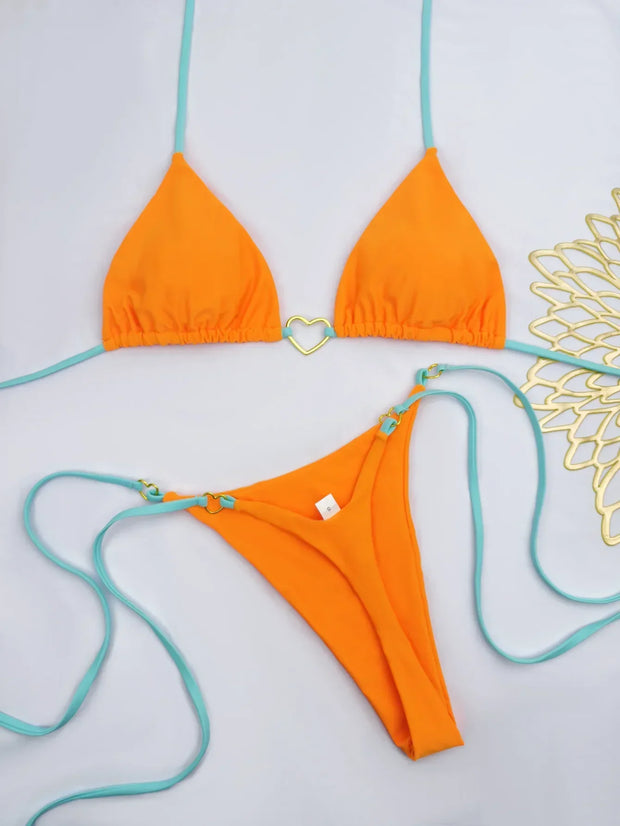 Solid White Bikini Set – Fashionable Lace-Up Design.