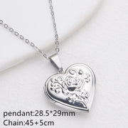 Openable Photo Picture Locket Necklace Valentine's Day DIY Necklace Floral Heart Necklace Friendship Necklace