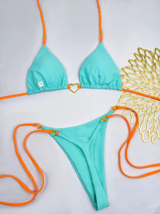 Solid White Bikini Set – Fashionable Lace-Up Design.