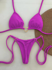 Solid White Bikini Set – Fashionable Lace-Up Design.