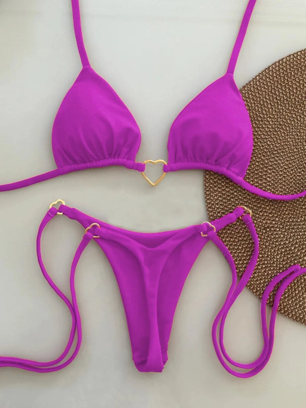Solid White Bikini Set – Fashionable Lace-Up Design.