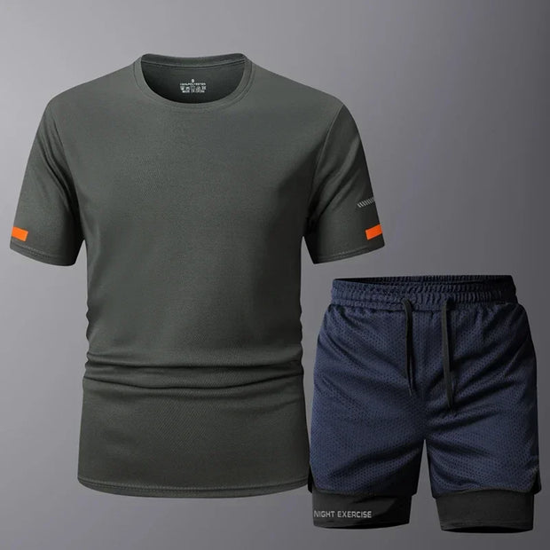 Men's Sportwear 2 PCS Sets Men Sports Quick Drying Running Sets Tracksuit Sport Suits Joggers Training Gym Fitness Workout Suits