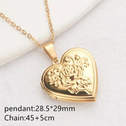 Openable Photo Picture Locket Necklace Valentine's Day DIY Necklace Floral Heart Necklace Friendship Necklace