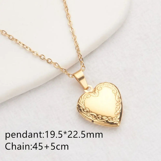 Openable Photo Picture Locket Necklace Valentine's Day DIY Necklace Floral Heart Necklace Friendship Necklace
