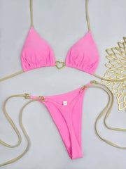 Solid White Bikini Set – Fashionable Lace-Up Design.