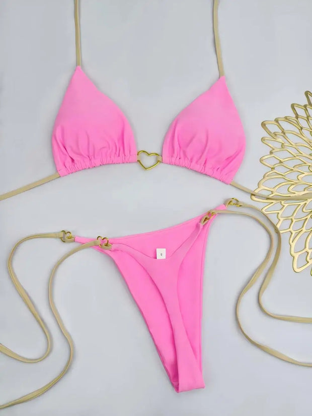 Solid White Bikini Set – Fashionable Lace-Up Design.