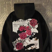 Vivid Rose Hoodie – Retro Street Style for Men.