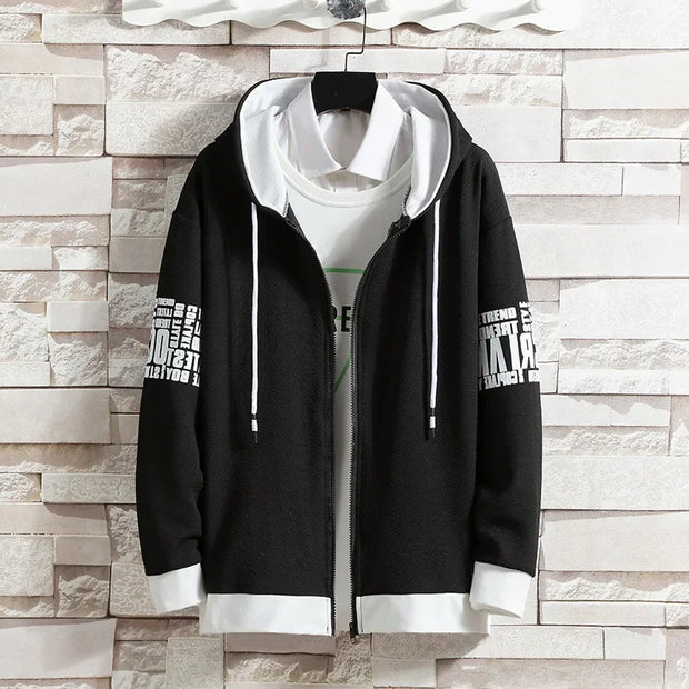 Casual Men's Sport Suit Loose Fit Hooded Cardigan Sweatshirt Pants Set Spring Autumn Season Stylish Outfit