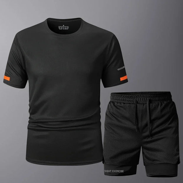 Men's Sportwear 2 PCS Sets Men Sports Quick Drying Running Sets Tracksuit Sport Suits Joggers Training Gym Fitness Workout Suits