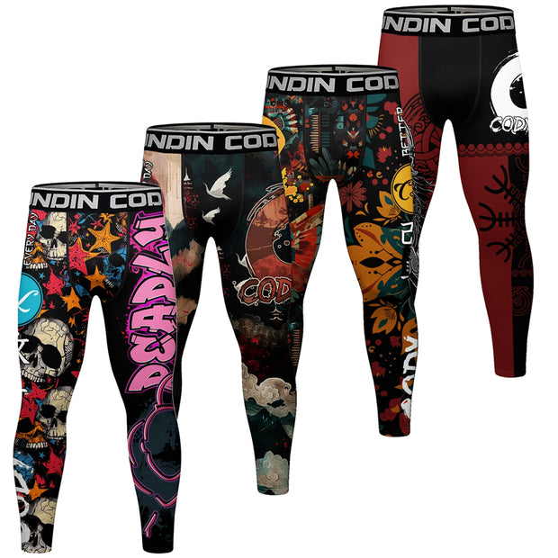 Elastic Waist Compression Tight Breathable Comfortable Trousers Men's Sport Fitness Running Training Printing Pants Leggings