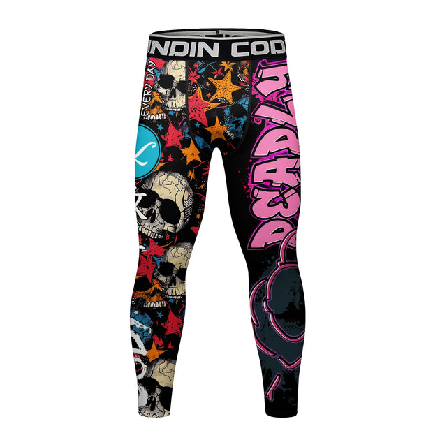 Elastic Waist Compression Tight Breathable Comfortable Trousers Men's Sport Fitness Running Training Printing Pants Leggings