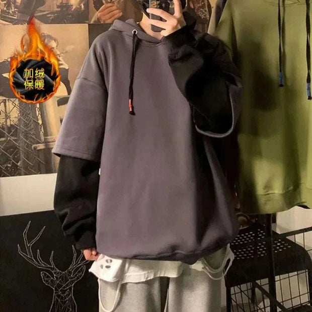 High Street Pullover – Fake Two-Piece Winter Hoodie.
