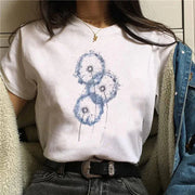 Women’s Dandelion Watercolor Tee – 90s Style Short Sleeve.