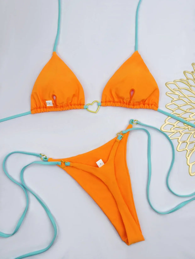 Solid White Bikini Set – Fashionable Lace-Up Design.