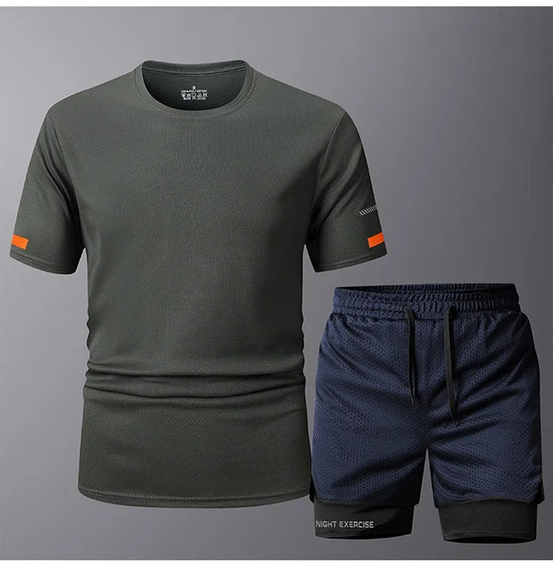 Men's Sportwear 2 PCS Sets Men Sports Quick Drying Running Sets Tracksuit Sport Suits Joggers Training Gym Fitness Workout Suits