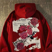 Vivid Rose Hoodie – Retro Street Style for Men.