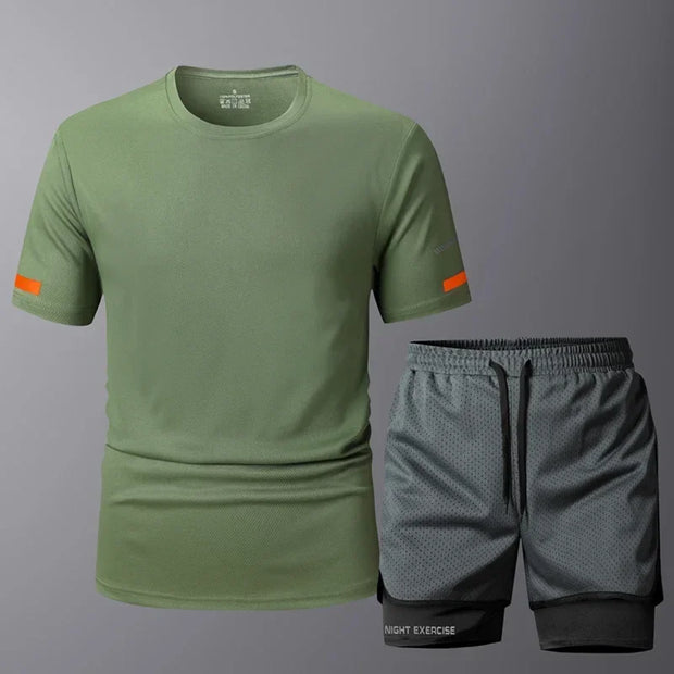 Men's Sportwear 2 PCS Sets Men Sports Quick Drying Running Sets Tracksuit Sport Suits Joggers Training Gym Fitness Workout Suits