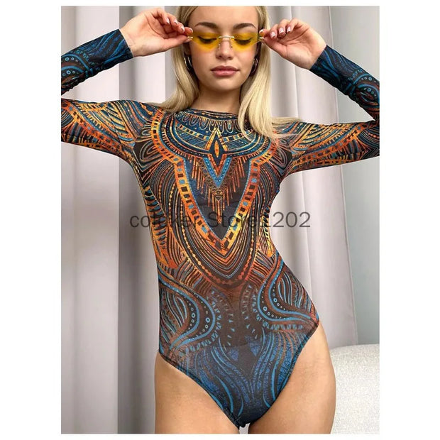 2025 Fashion Sexy Swimsuit 3d Digital Printing Women's Swimsuit Bikini Suit Long Sleeve Sun Protection Surfing Swimsuit Bathing
