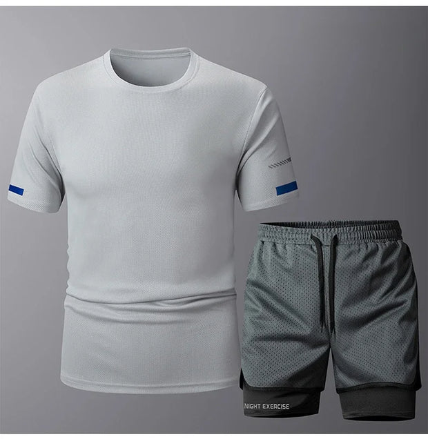 Men's Sportwear 2 PCS Sets Men Sports Quick Drying Running Sets Tracksuit Sport Suits Joggers Training Gym Fitness Workout Suits