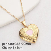 Openable Photo Picture Locket Necklace Valentine's Day DIY Necklace Floral Heart Necklace Friendship Necklace