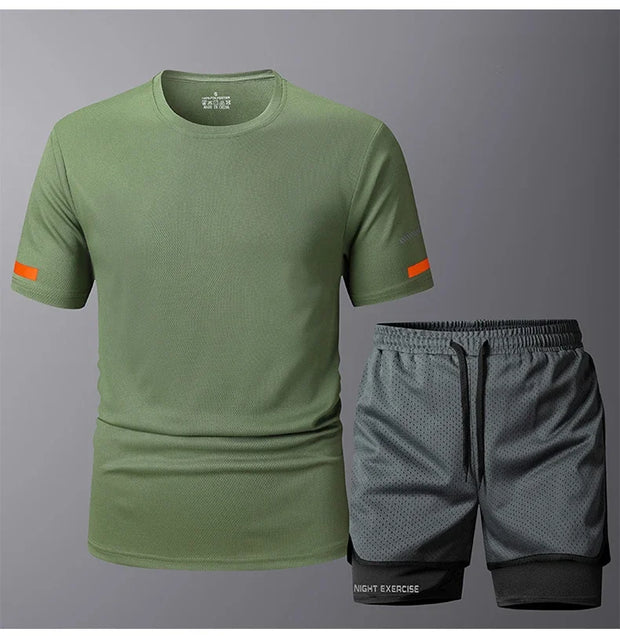 Men's Sportwear 2 PCS Sets Men Sports Quick Drying Running Sets Tracksuit Sport Suits Joggers Training Gym Fitness Workout Suits