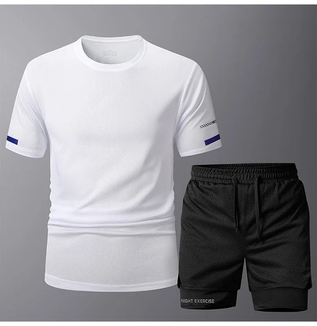 Men's Sportwear 2 PCS Sets Men Sports Quick Drying Running Sets Tracksuit Sport Suits Joggers Training Gym Fitness Workout Suits