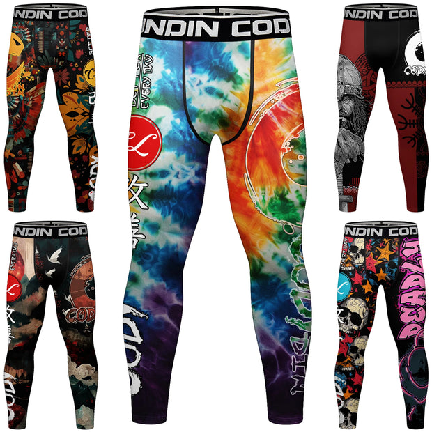 Elastic Waist Compression Tight Breathable Comfortable Trousers Men's Sport Fitness Running Training Printing Pants Leggings